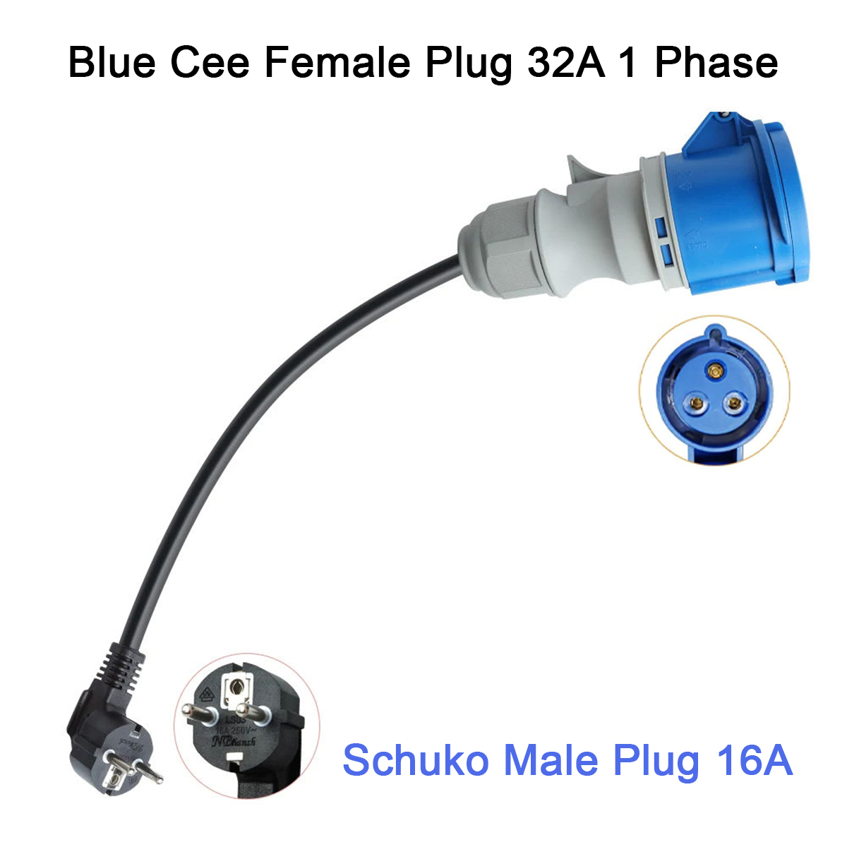 Ev Charger Adapter - NTO Blauwe CEE Vrouwelijke Stekker 3-polige